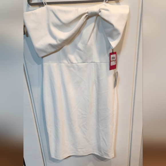VINCE CAMUTO NWT BOW COLLAR OFF SHOULDER DRESS Size 12 Ivory - Picture 4 of 11
